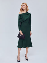 MOTF PREMIUM ASYMMETRICAL NECK MIDI DRESS